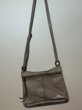 HOBO Gray Leather Medium Crossbody Shoulder Bag